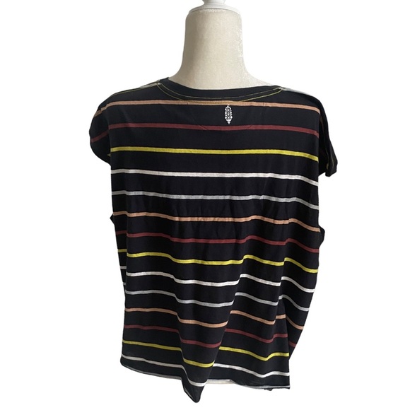 NWOT Free People Movement Rising Tide Printed Tee Black Striped Combo Size M - Picture 6 of 10